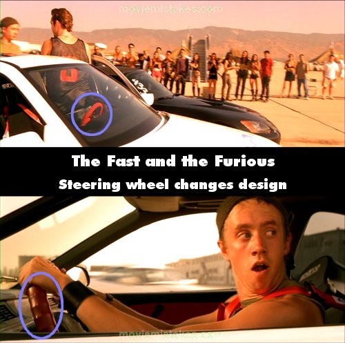 Phim the Fast and the Furious, kiểu vô lăng của chiếc xe mà Jesse dùng để thi đấu với Johnny Tran bị đổi màu